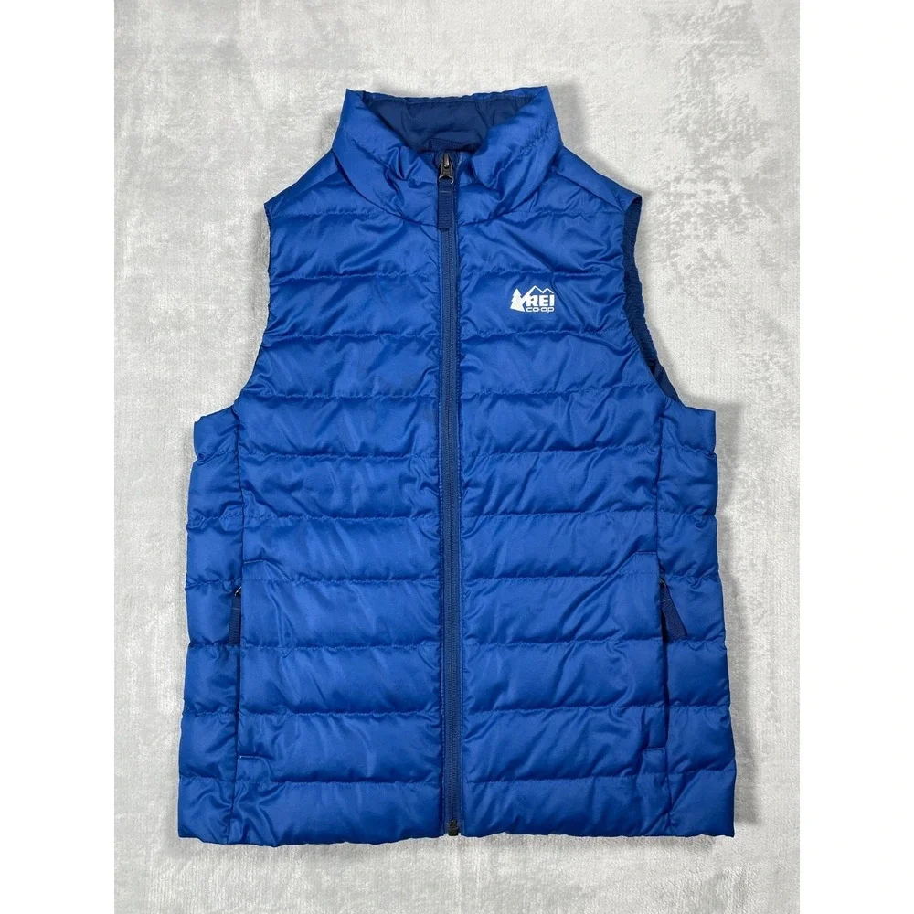 REI Co-op Down Puffer Vest Kids Medium 10-12 Blue Packable Lightweight